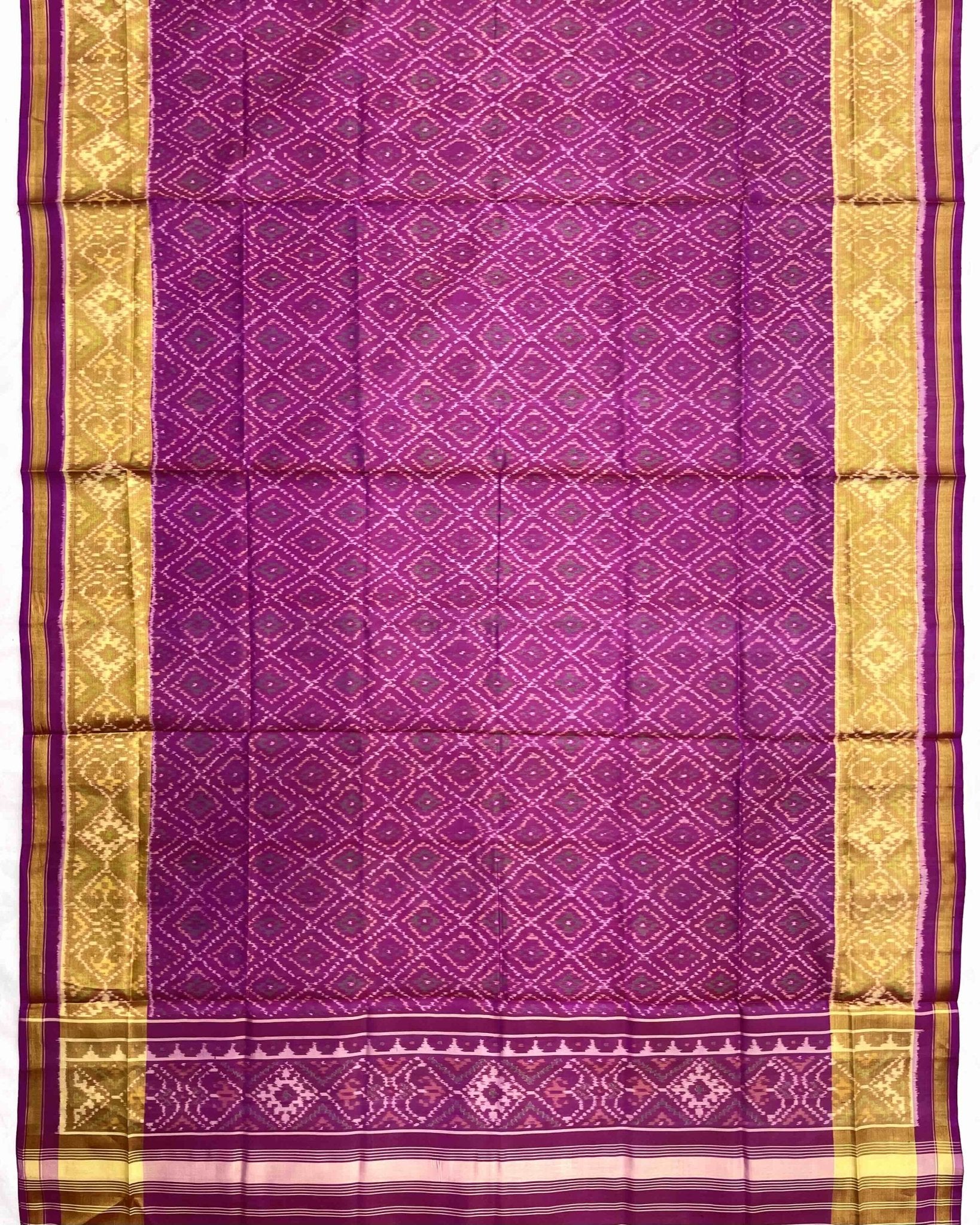 Purplish Pink Small Panchanda Patola Dupatta - SindhoiPatolaArt
