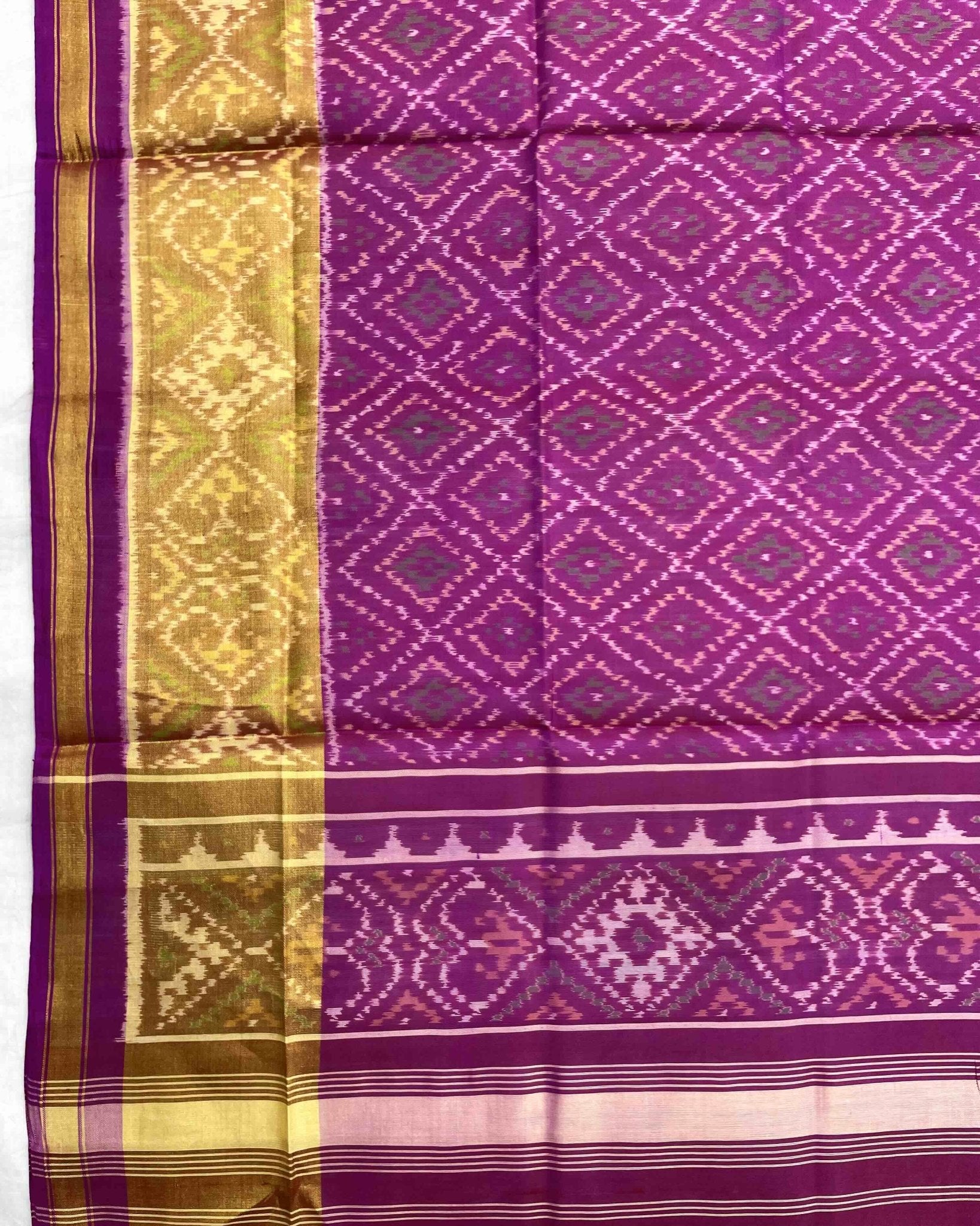 Purplish Pink Small Panchanda Patola Dupatta - SindhoiPatolaArt