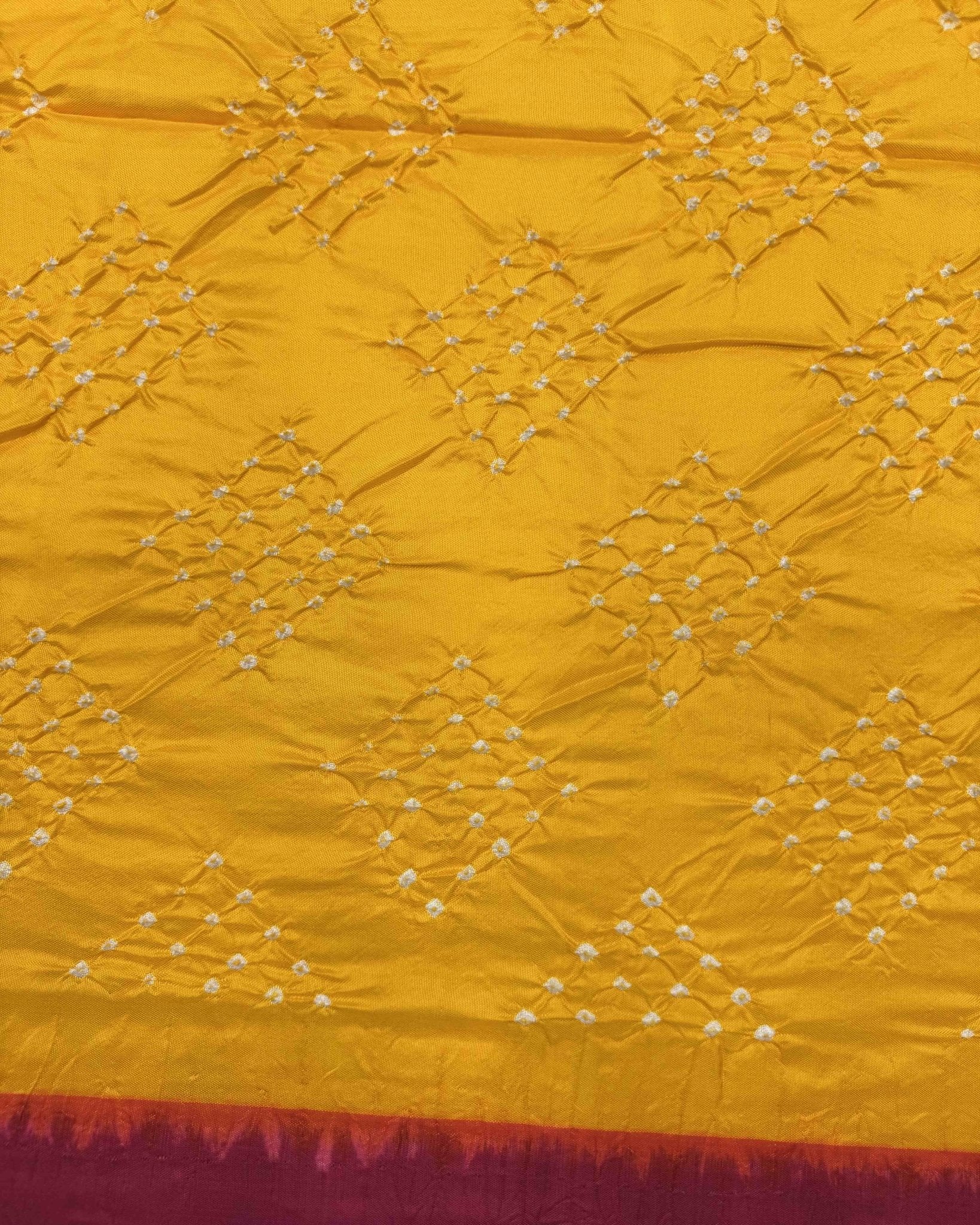 Purplish Pink & Yellow Bandhani Patola Saree - SindhoiPatolaArt