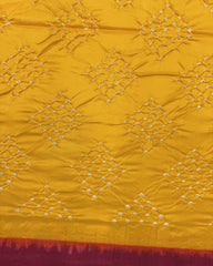 Purplish Pink & Yellow Bandhani Patola Saree - SindhoiPatolaArt