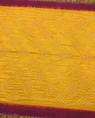 Purplish Pink & Yellow Bandhani Patola Saree - SindhoiPatolaArt