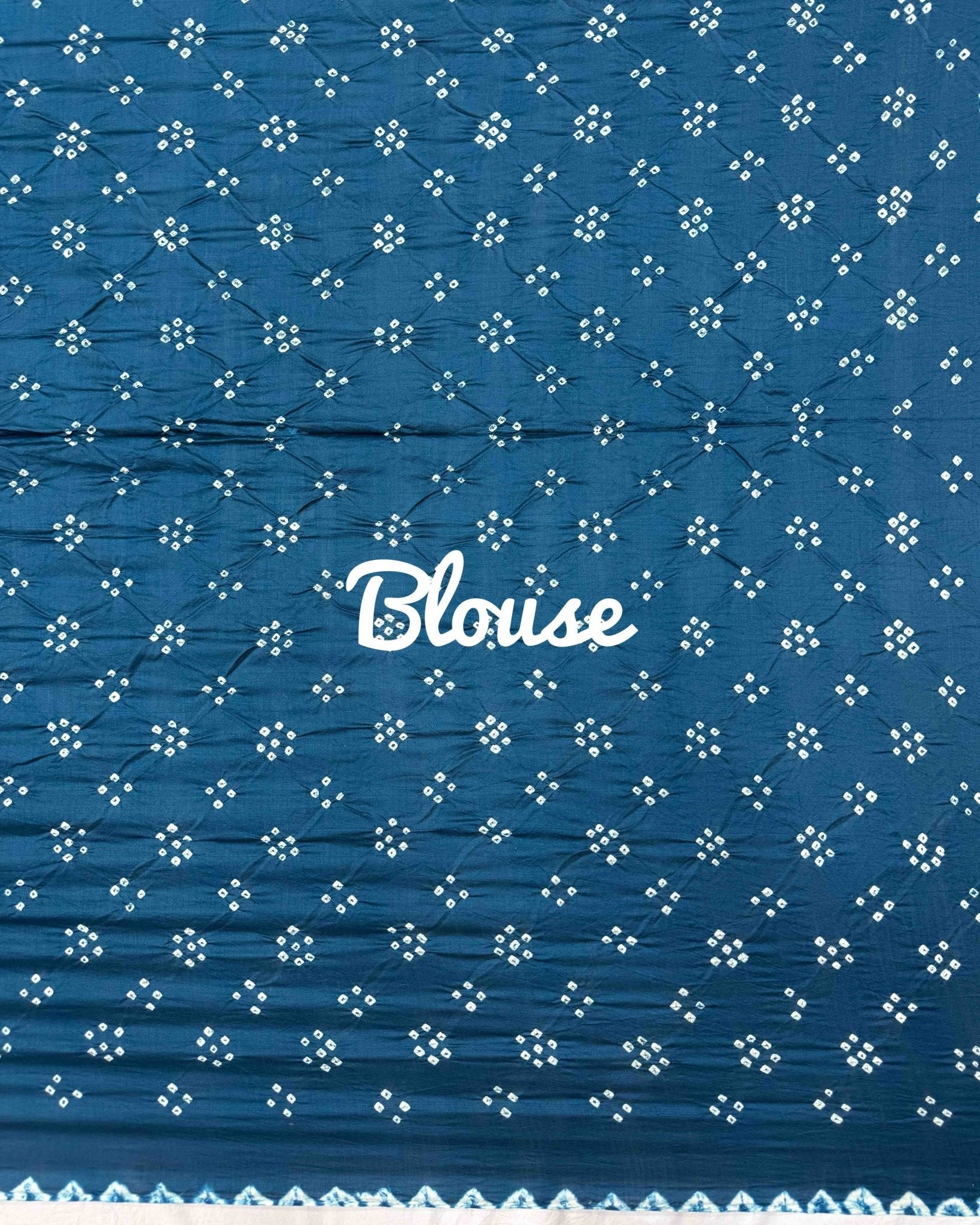 Rama Blue & Green Flower Chiniya Pichhwai Bandhani Saree - SindhoiPatolaArt