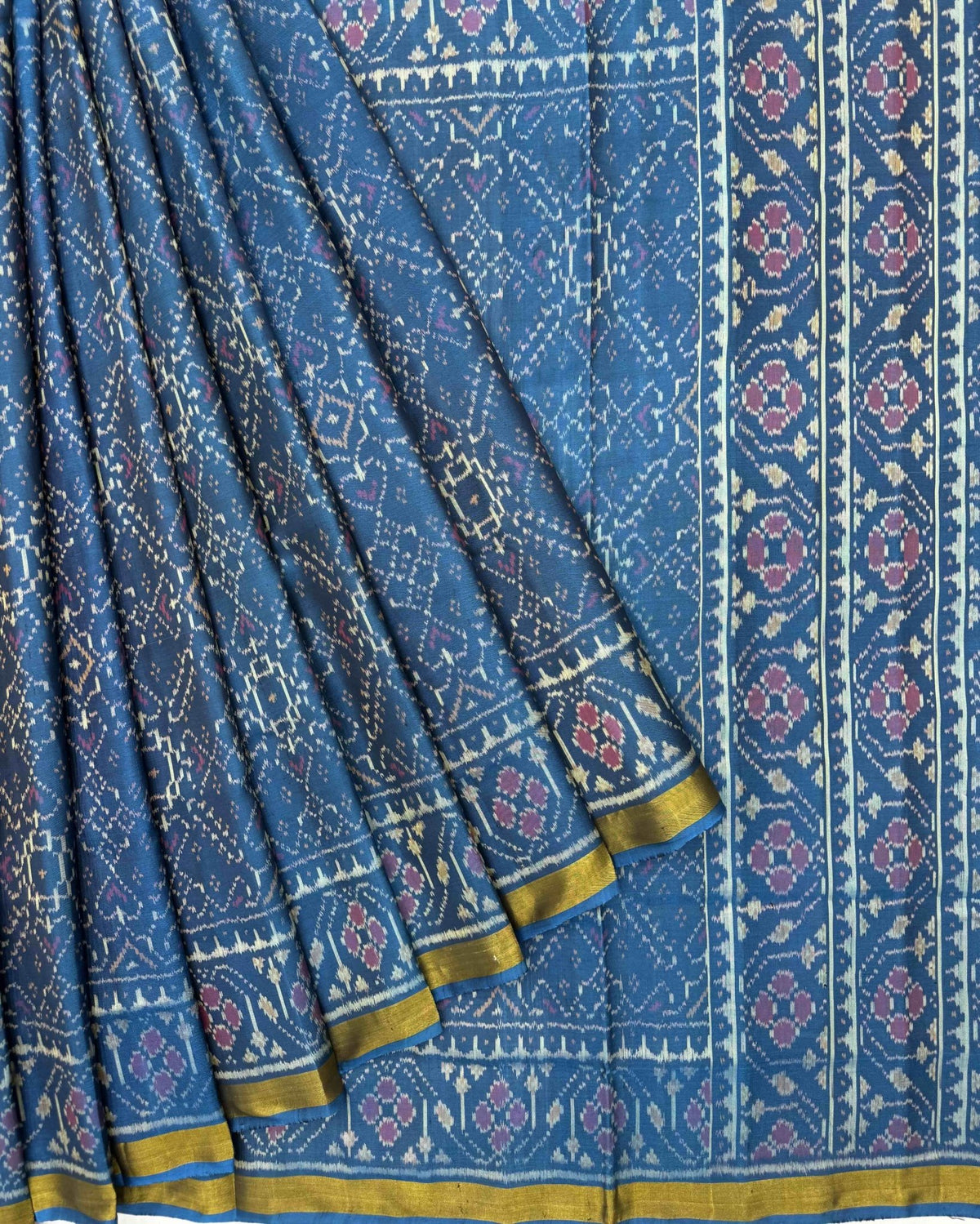 Rama Blue Manekchowk Patola Saree - SindhoiPatolaArt