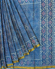 Rama Blue Manekchowk Patola Saree - SindhoiPatolaArt