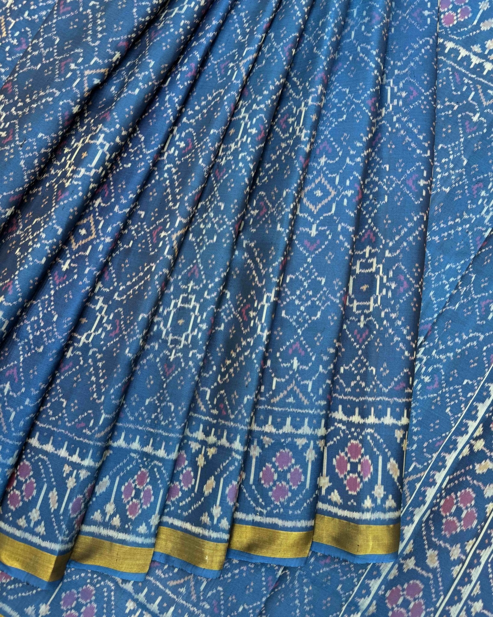 Rama Blue Manekchowk Patola Saree - SindhoiPatolaArt