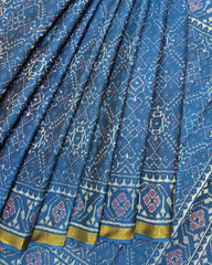 Rama Blue Manekchowk Patola Saree - SindhoiPatolaArt