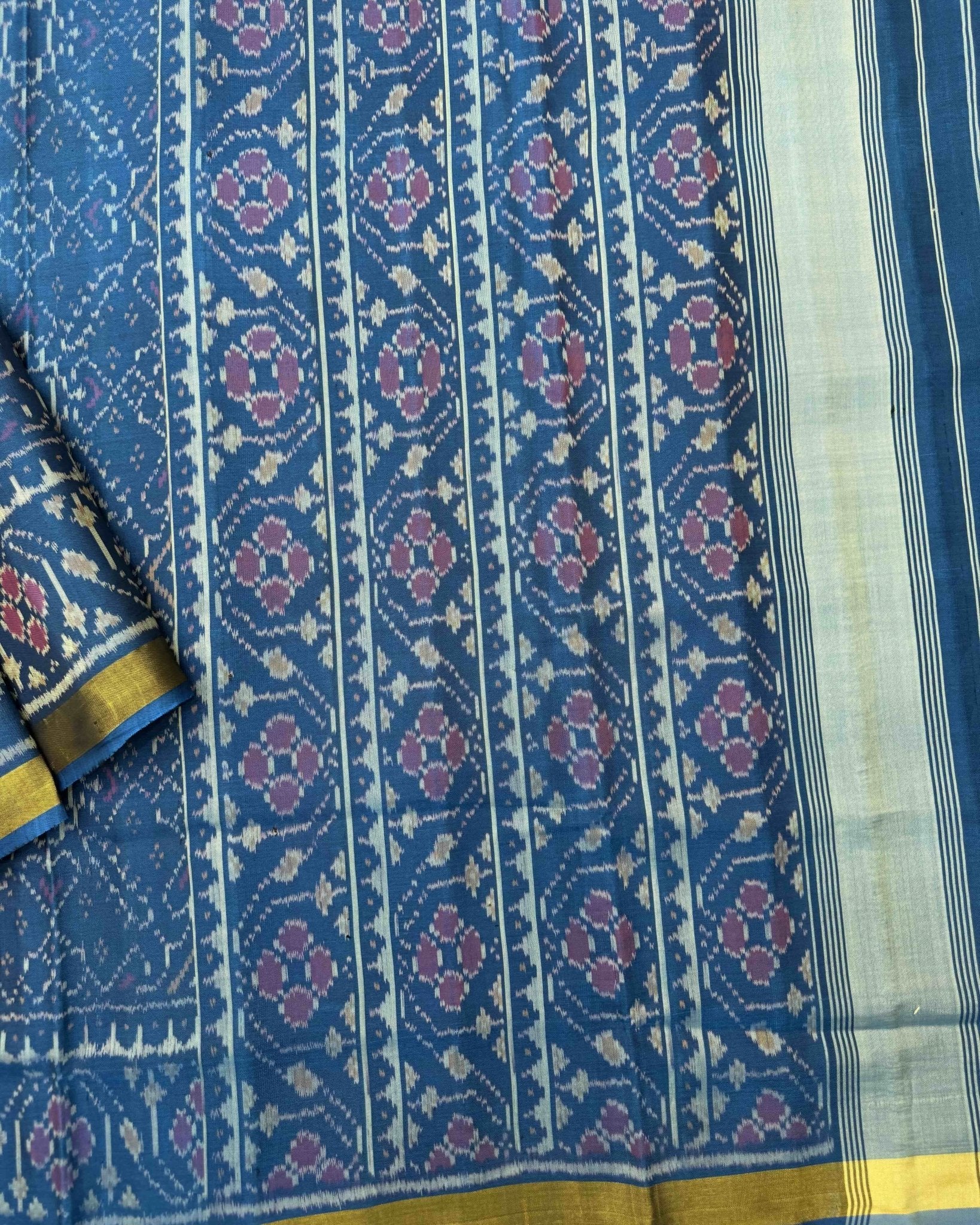 Rama Blue Manekchowk Patola Saree - SindhoiPatolaArt