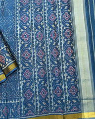 Rama Blue Manekchowk Patola Saree - SindhoiPatolaArt