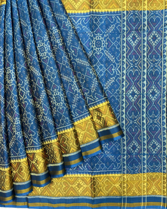 Rama Blue Manekchowk Patola Saree - SindhoiPatolaArt