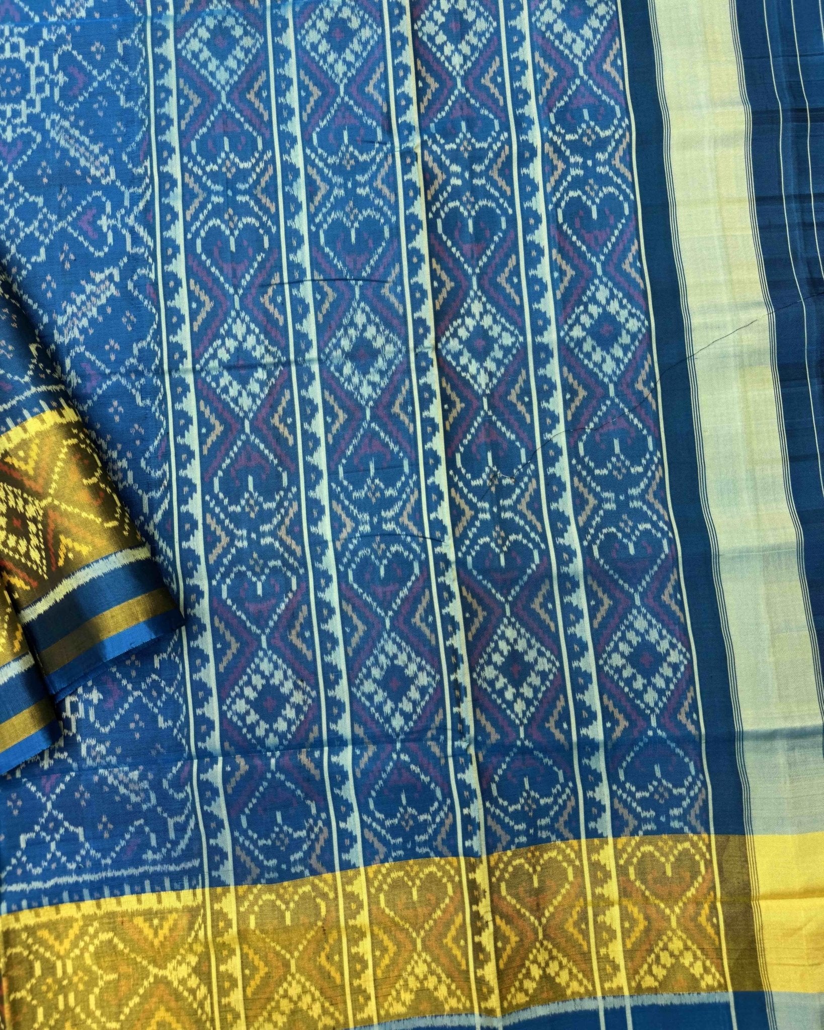 Rama Blue Manekchowk Patola Saree - SindhoiPatolaArt