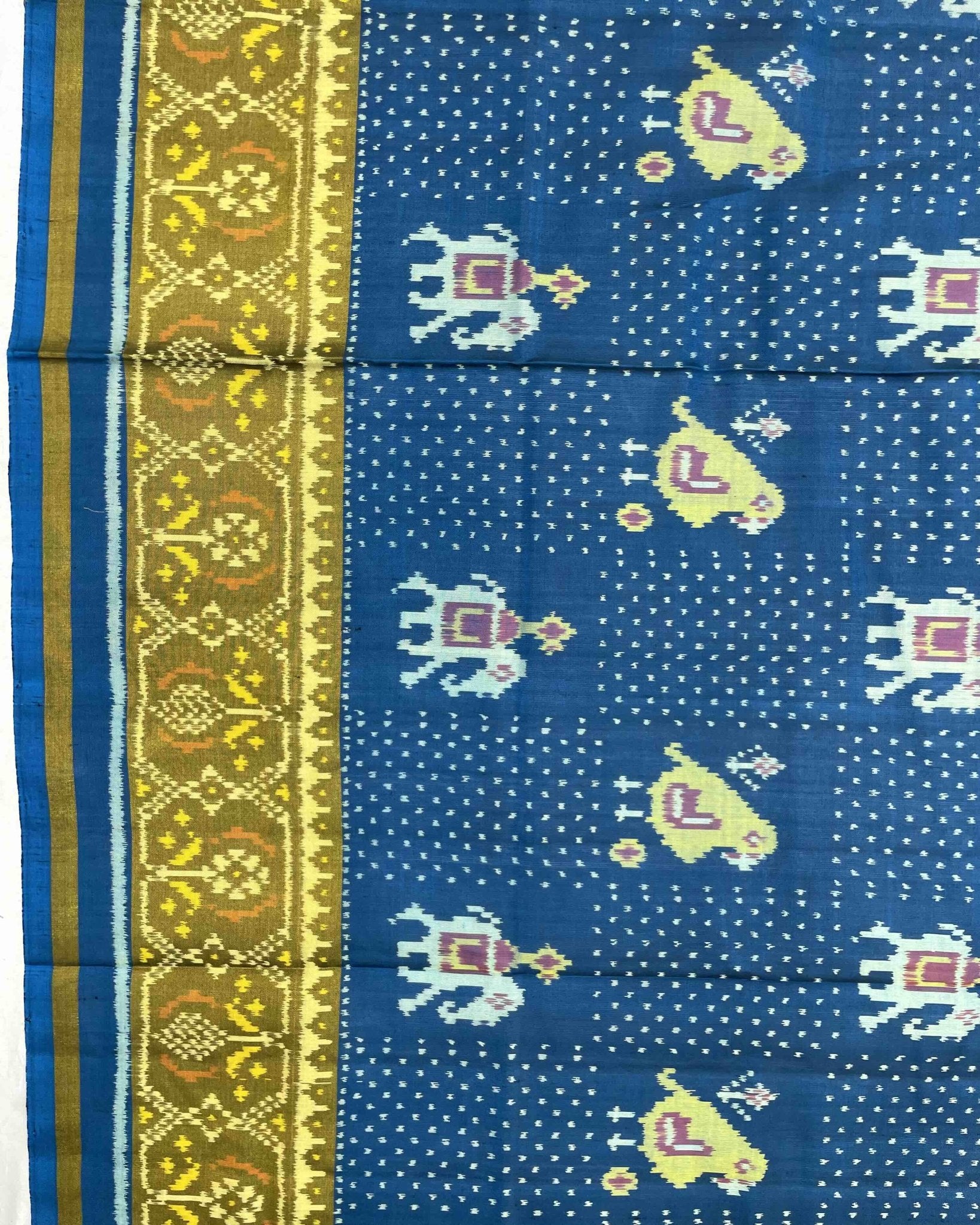 Rama Blue Narikunj Doted Designer Patola Saree - SindhoiPatolaArt
