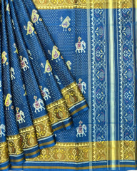 Rama Blue Narikunj Doted Designer Patola Saree - SindhoiPatolaArt