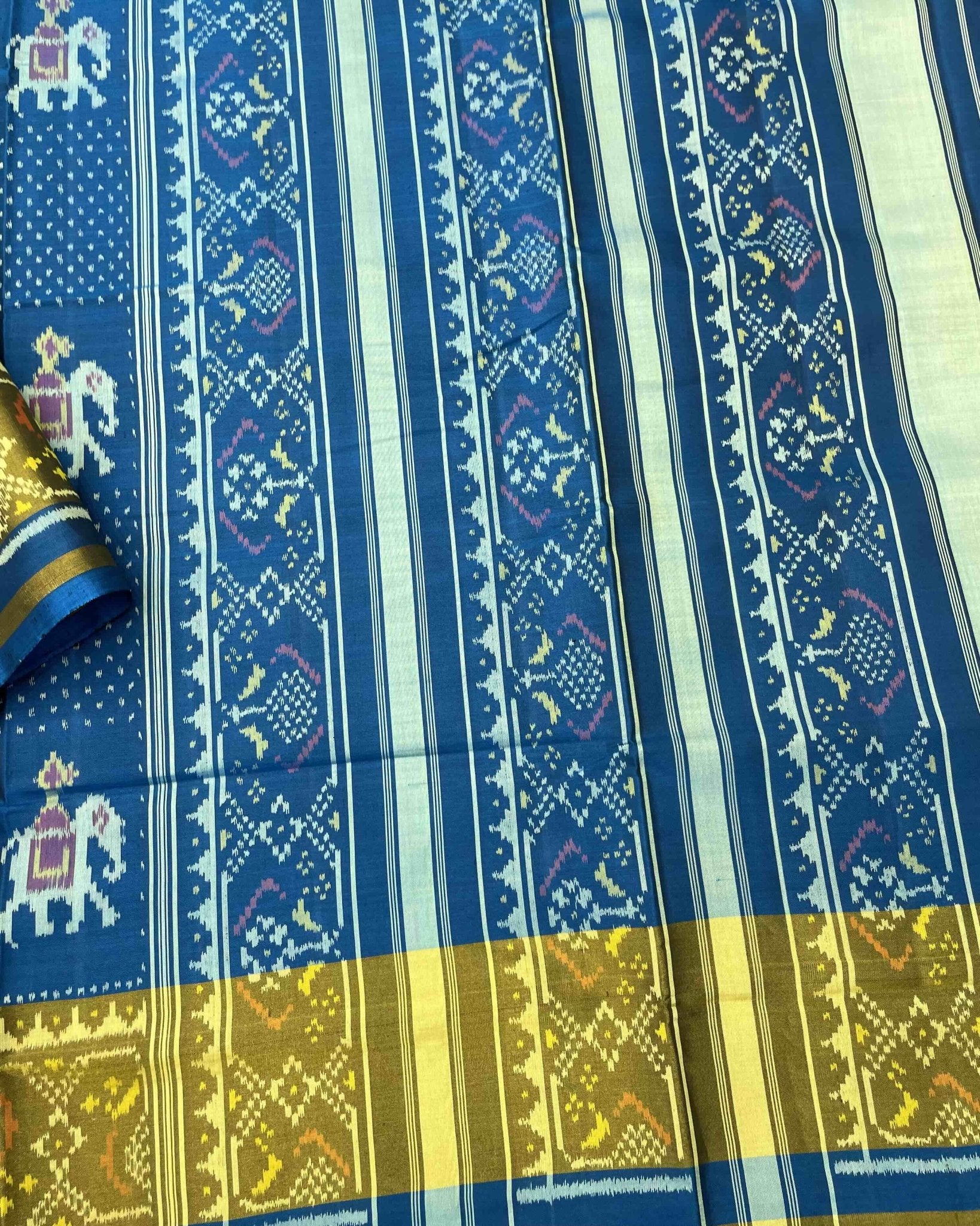 Rama Blue Narikunj Doted Designer Patola Saree - SindhoiPatolaArt