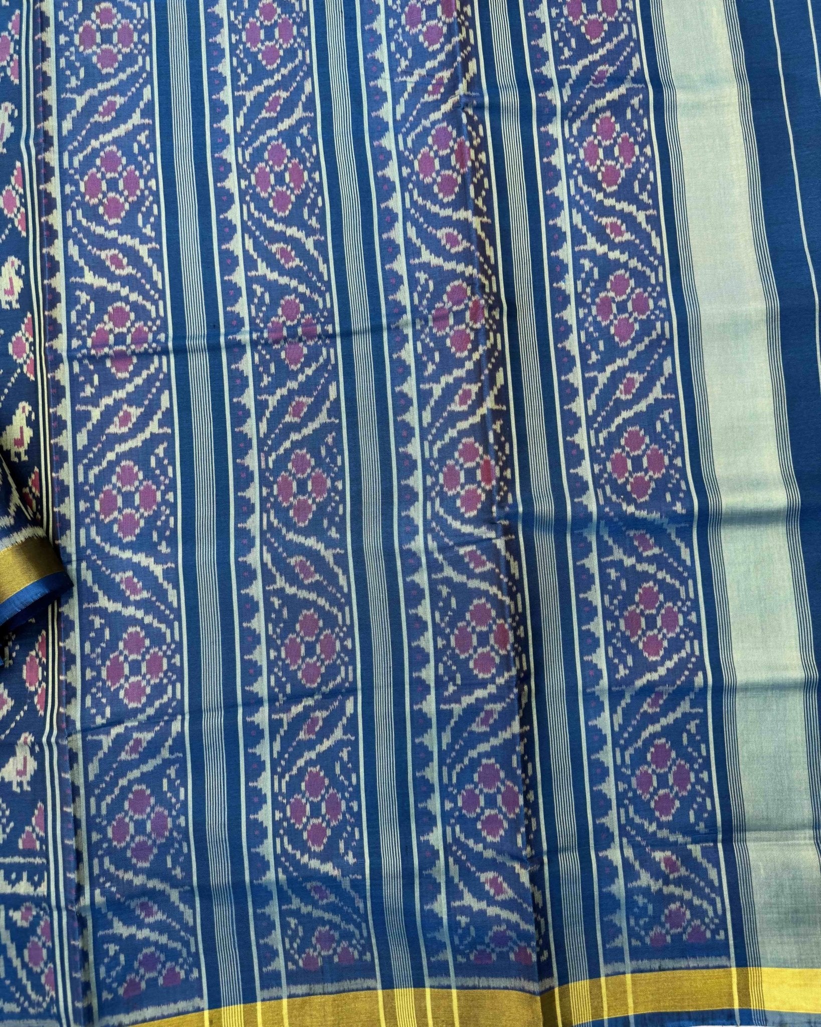 Rama Blue Narikunj Leheriya Patola Saree - SindhoiPatolaArt