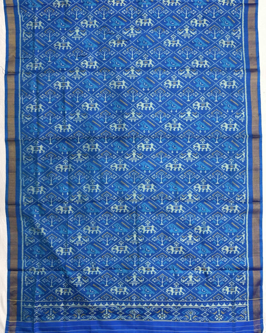Rama Blue Narikunj Top & Booty Dupatta with Plain Salwar Patola Dress - SindhoiPatolaArt