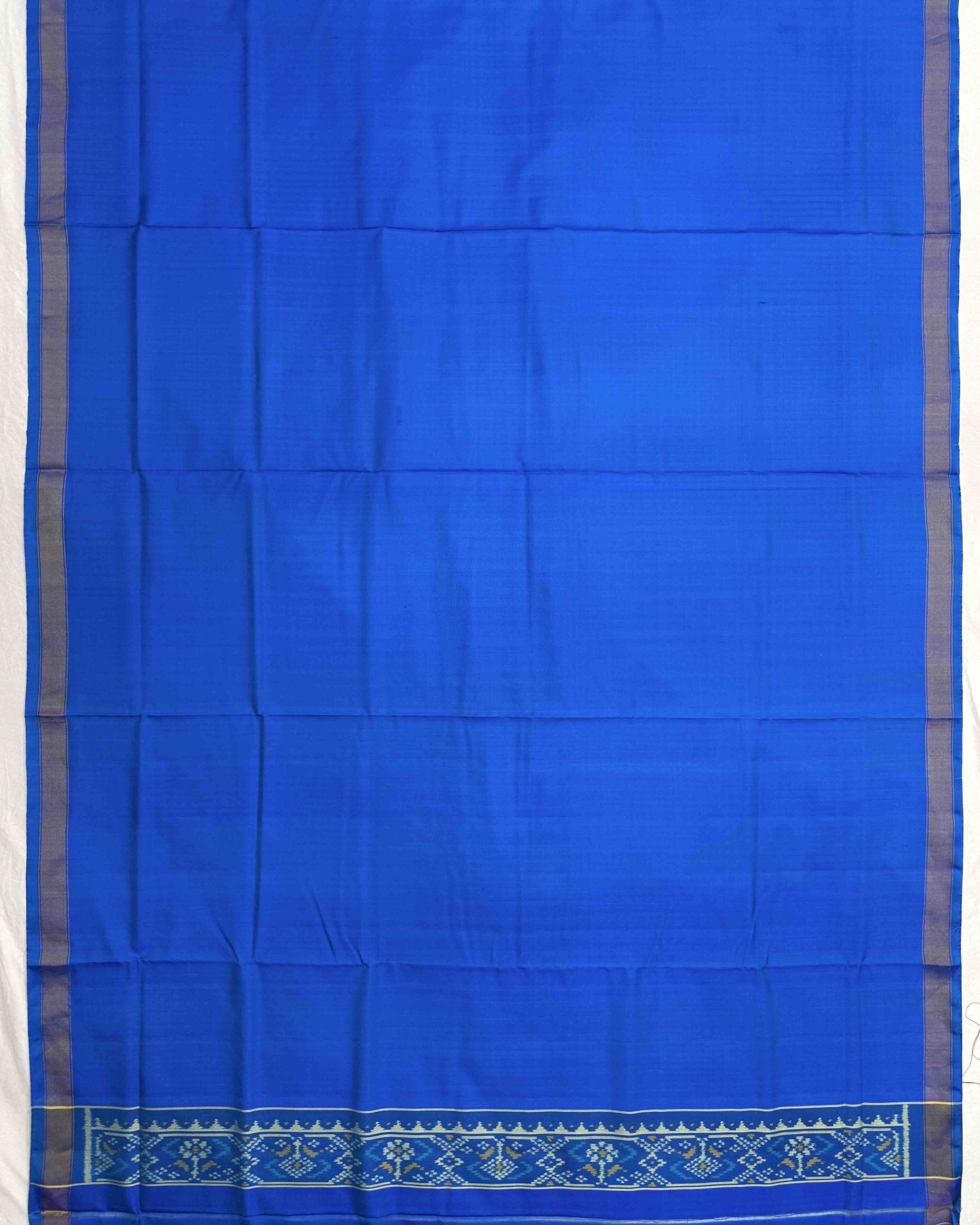 Rama Blue Narikunj Top & Zig Zag Dupatta with Plain Salwar Patola Dress - SindhoiPatolaArt