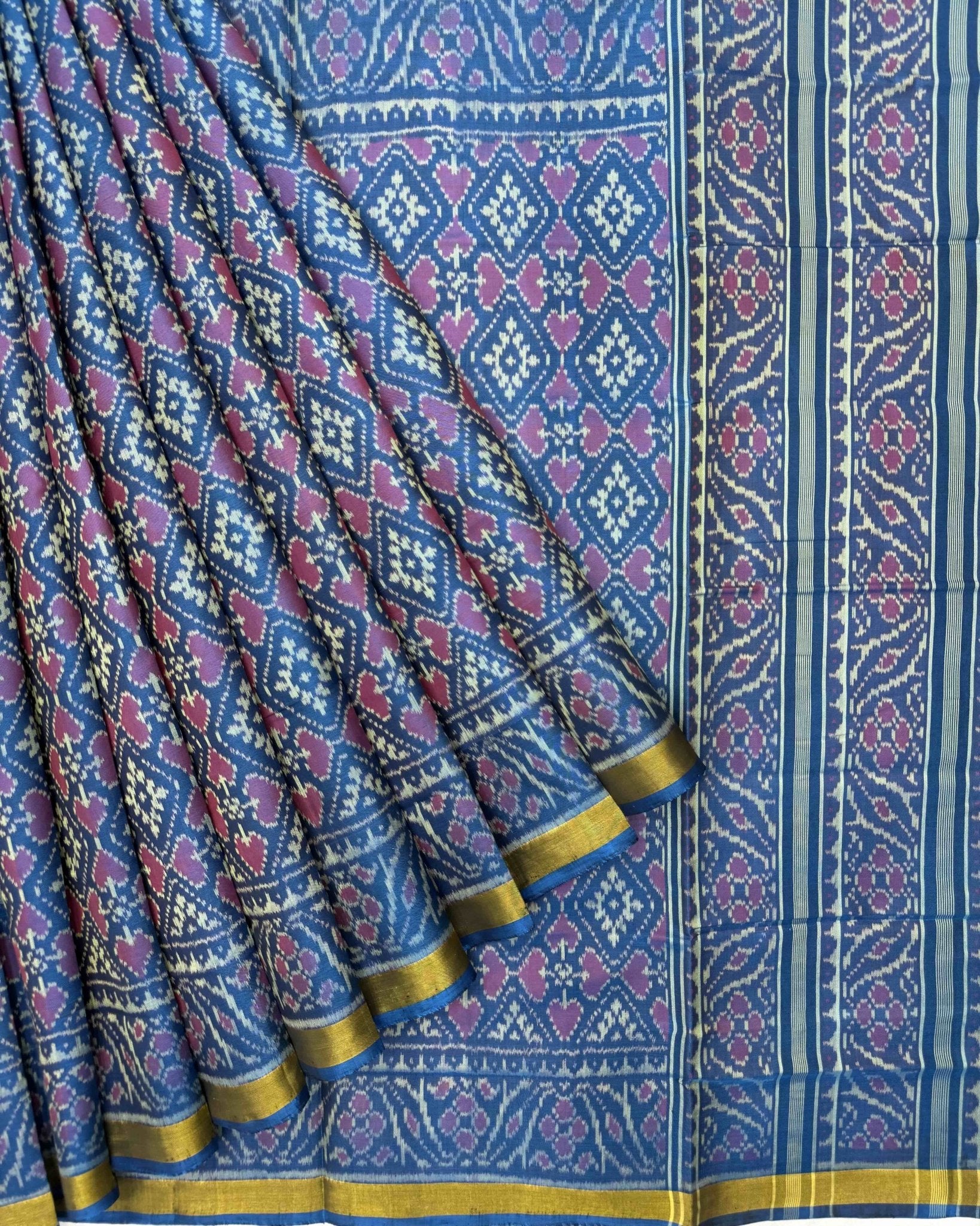 Rama Blue Panchanda Patola Saree - SindhoiPatolaArt
