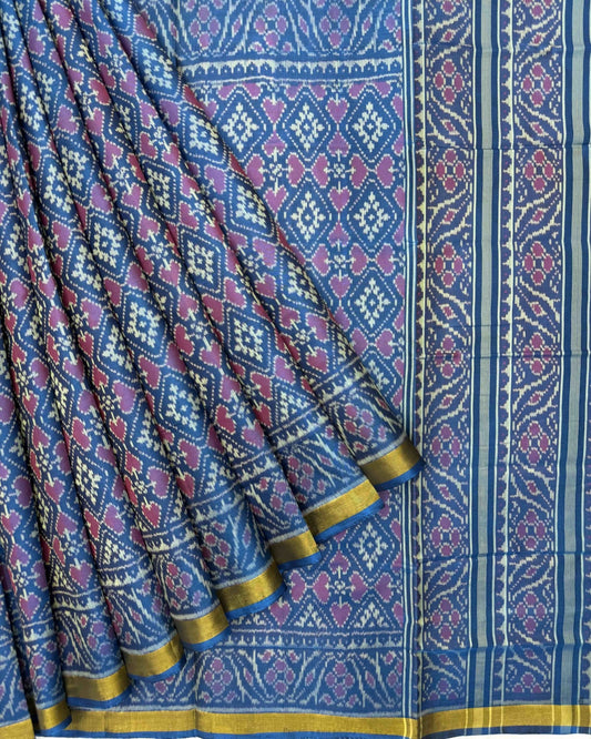 Rama Blue Panchanda Patola Saree - SindhoiPatolaArt