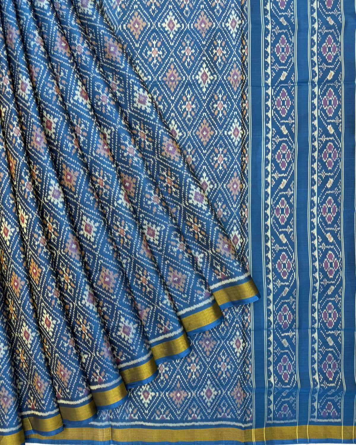 Rama Blue Panchanda Patola Saree - SindhoiPatolaArt