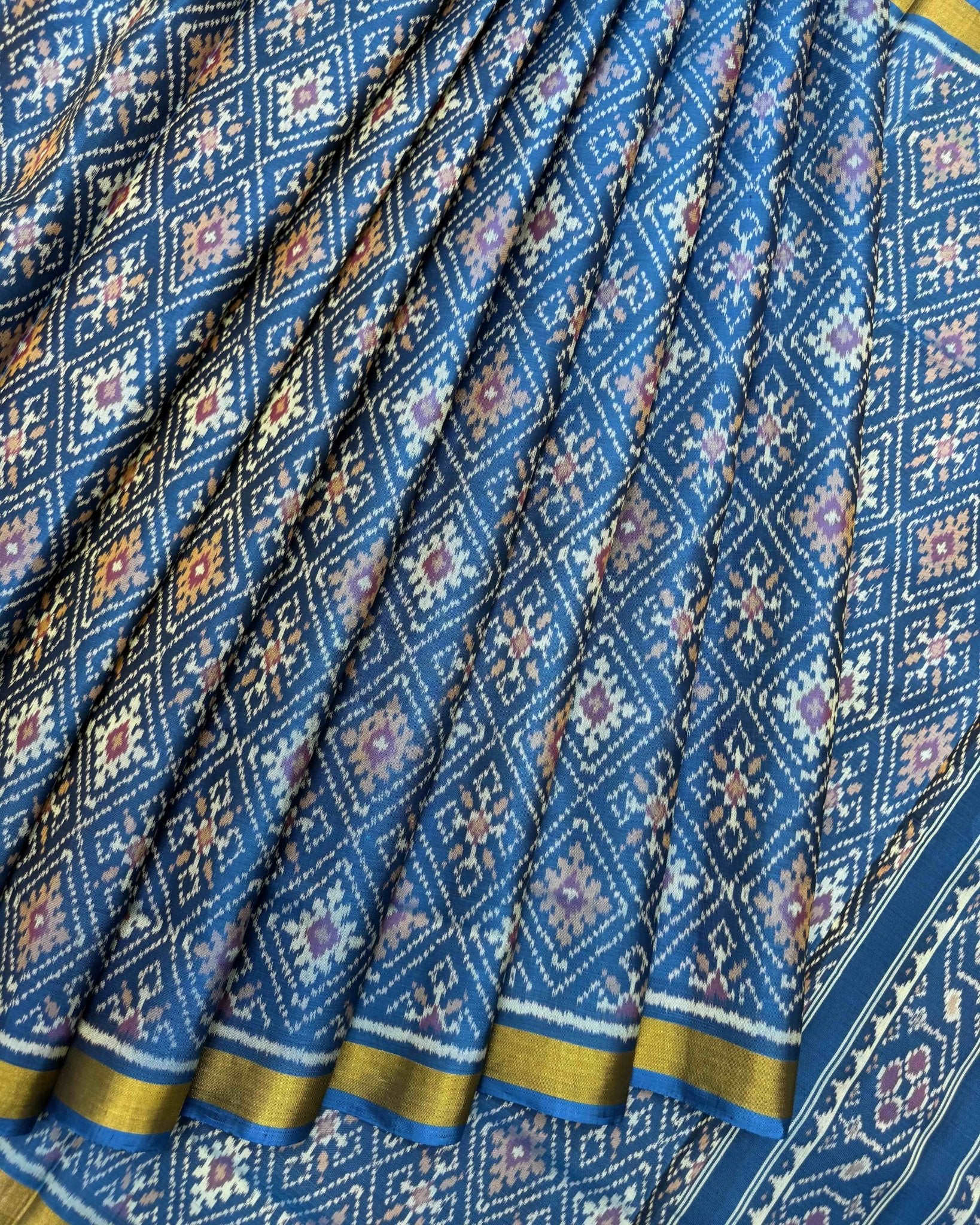 Rama Blue Panchanda Patola Saree - SindhoiPatolaArt