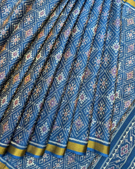 Rama Blue Panchanda Patola Saree - SindhoiPatolaArt