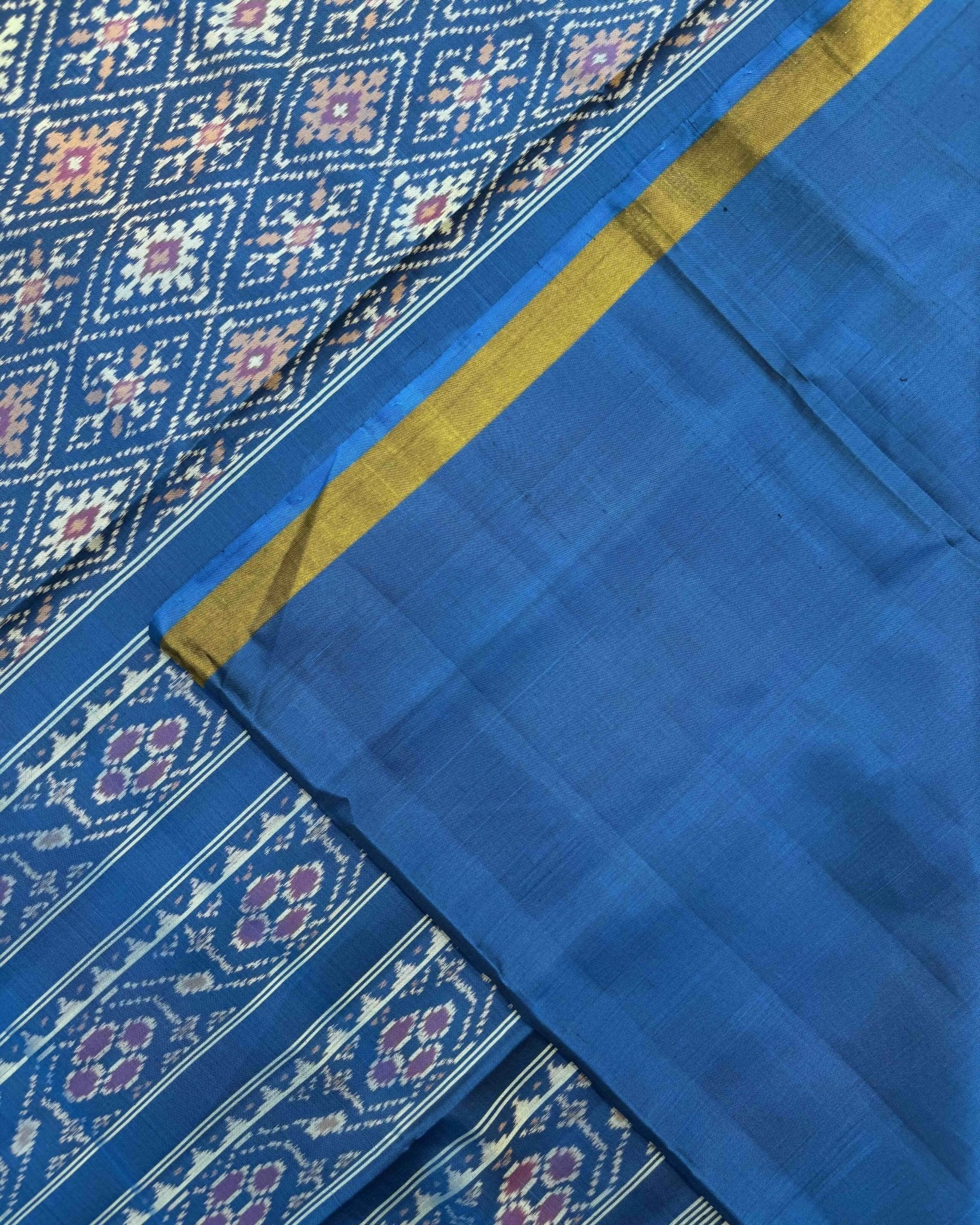 Rama Blue Panchanda Patola Saree - SindhoiPatolaArt