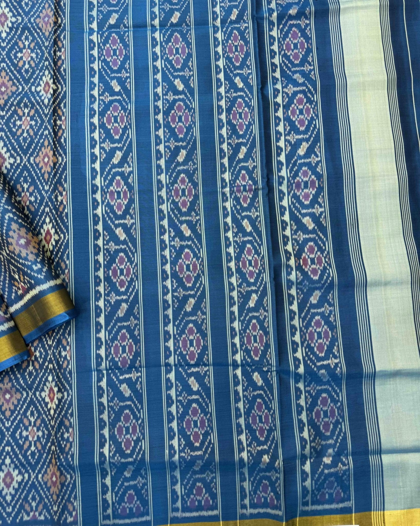 Rama Blue Panchanda Patola Saree - SindhoiPatolaArt