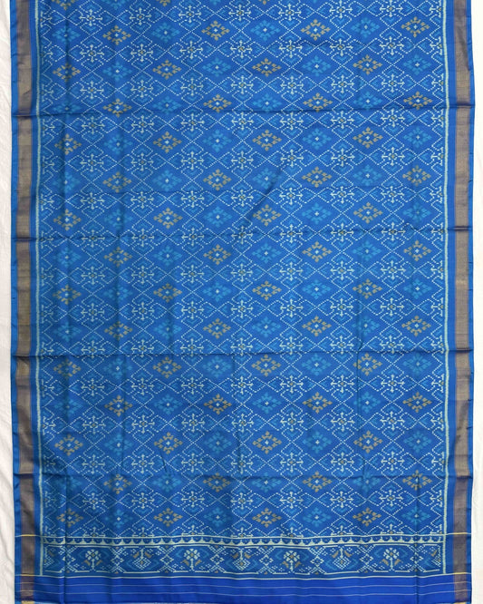 Rama Blue Panchanda Top & Booty Dupatta with Plain Salwar Patola Dress - SindhoiPatolaArt