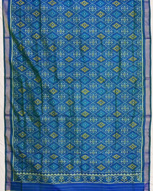 Rama Blue Panchanda Top & Booty Dupatta with Plain Salwar Patola Dress - SindhoiPatolaArt