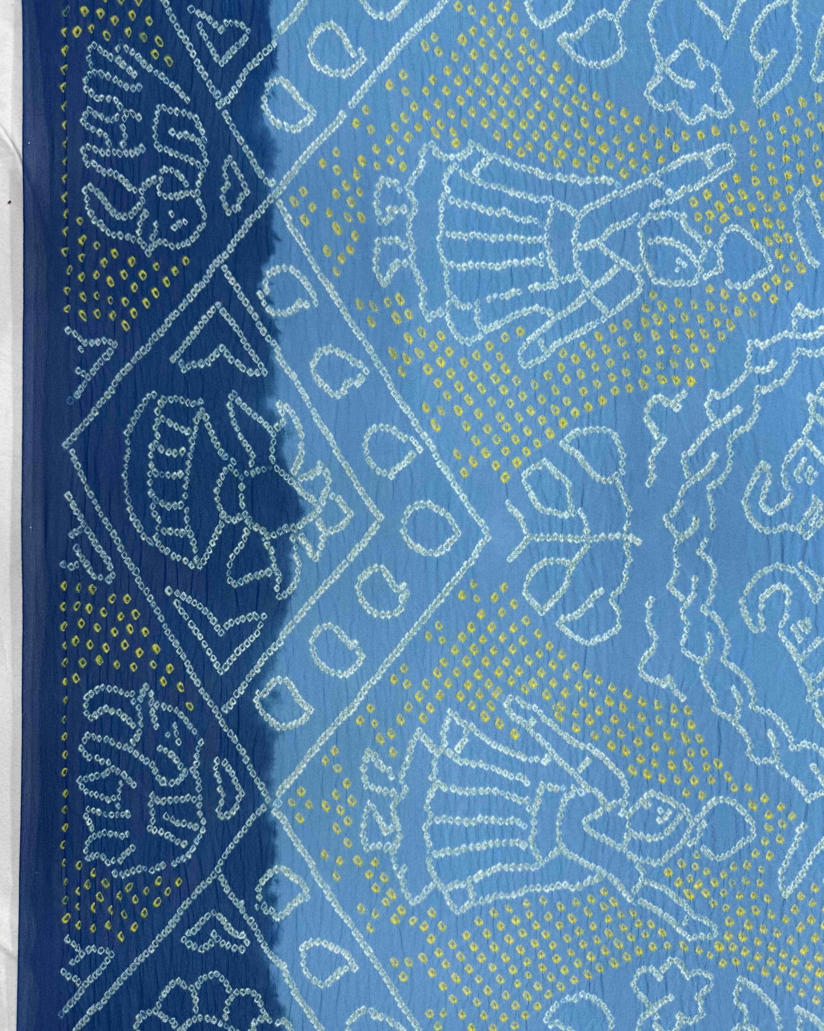 Rama Blue & Sky Blue Georgette Bandhani Dupatta - SindhoiPatolaArt