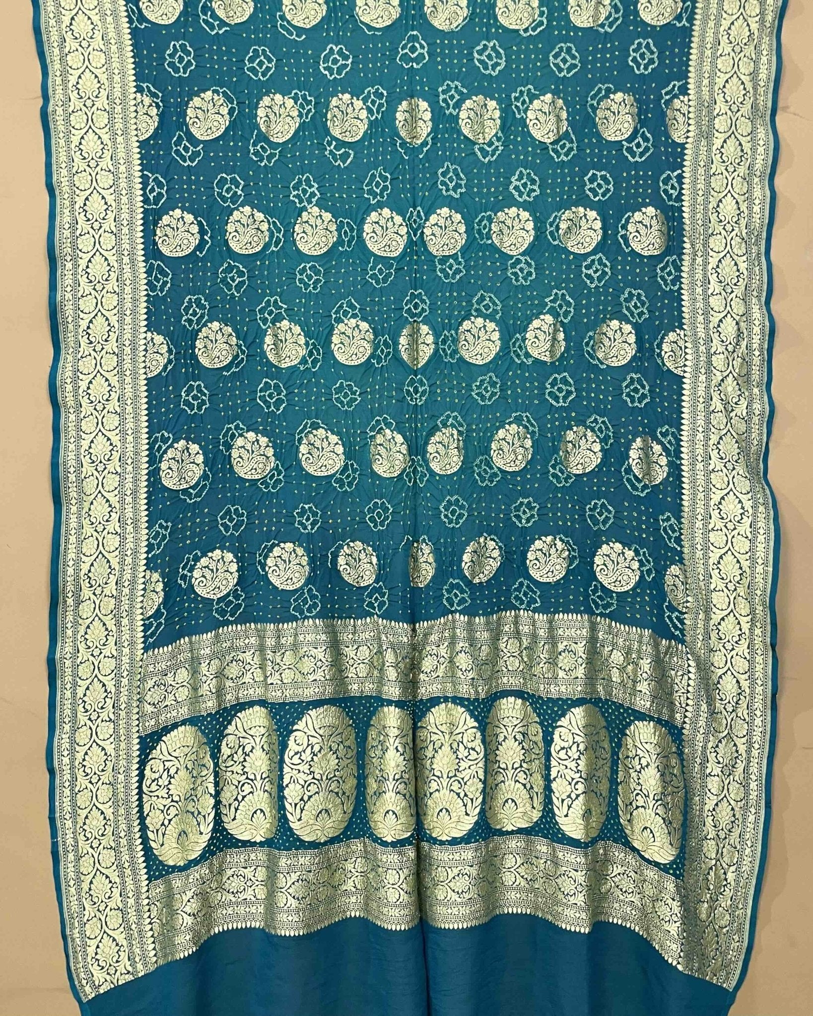Rama Georgette Bandhani Dupatta - SindhoiPatolaArt