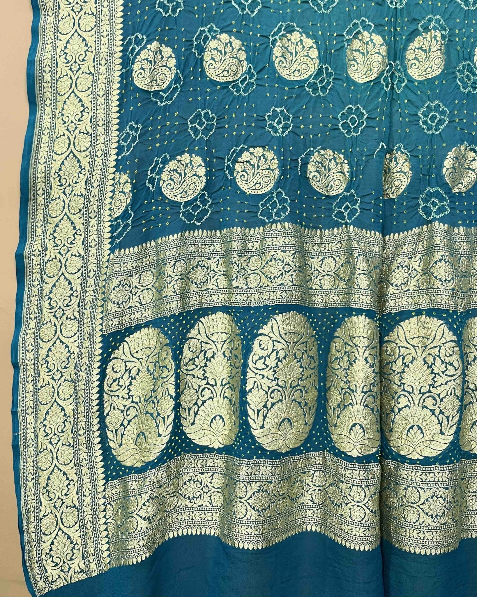 Rama Georgette Bandhani Dupatta - SindhoiPatolaArt