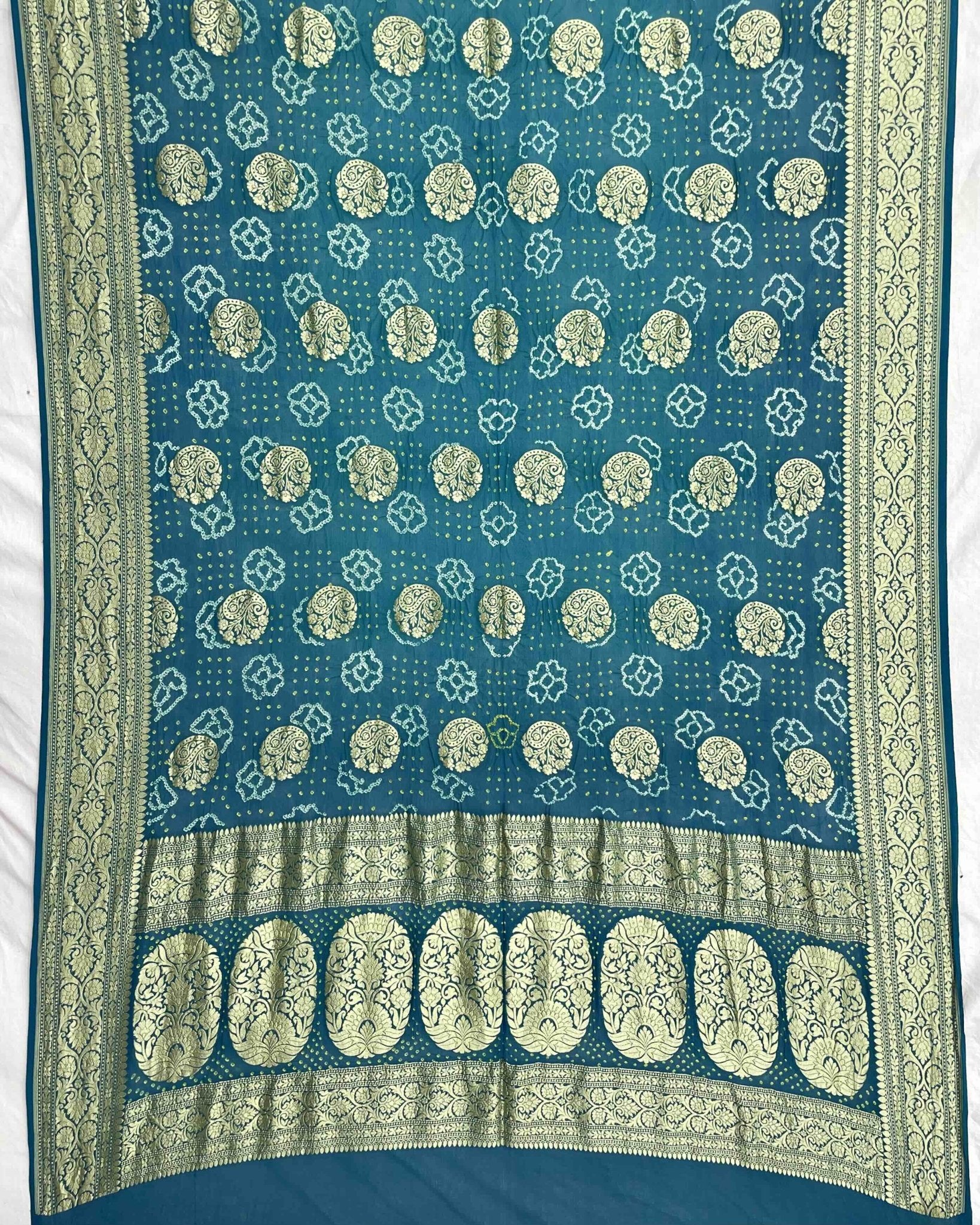 Rama Georgette Bandhani Dupatta - SindhoiPatolaArt