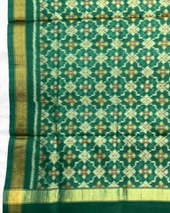 Rama Green Buttonful Design Patola Dupatta - SindhoiPatolaArt