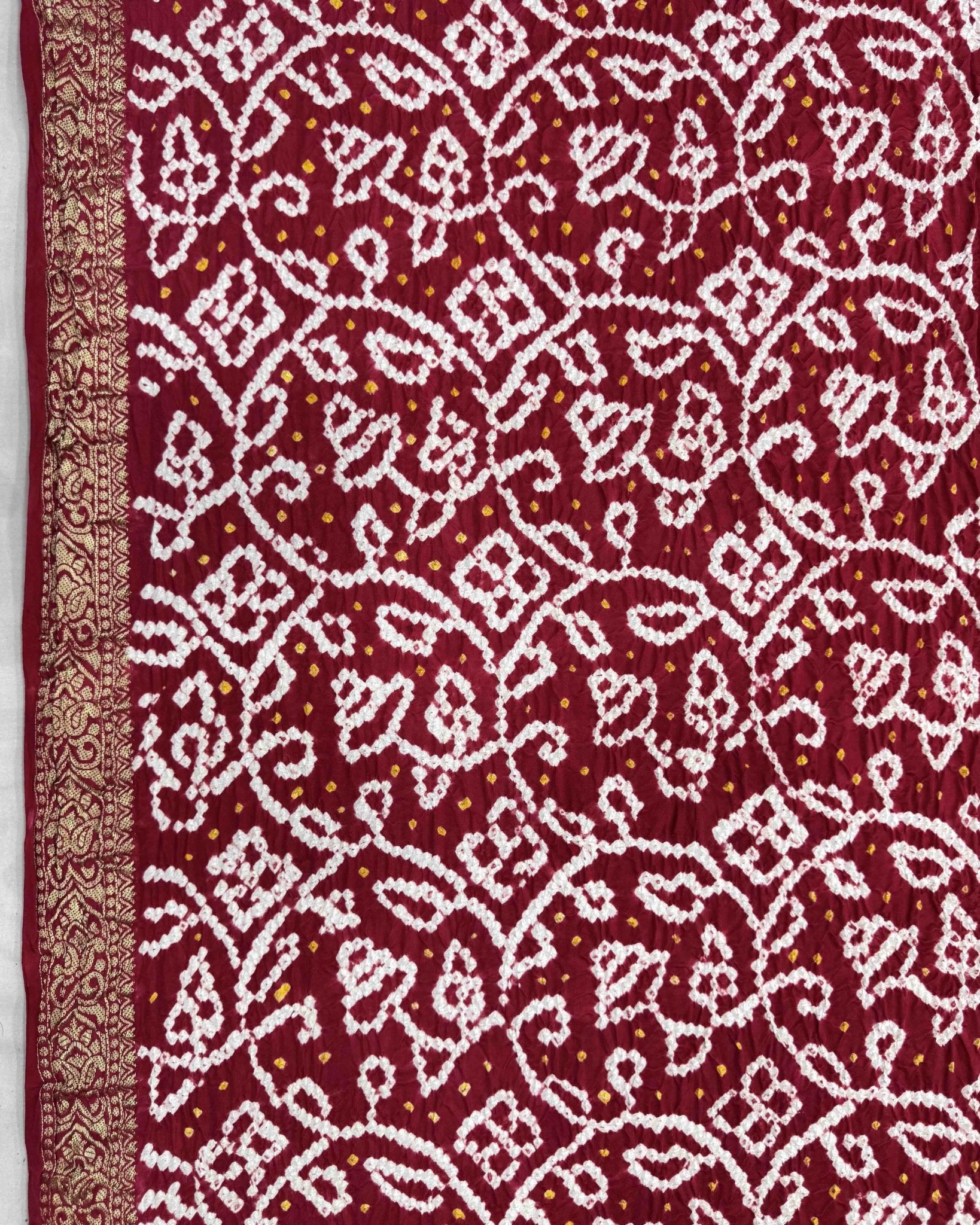 Red Banarasi Gajji Silk Bandhani Saree - SindhoiPatolaArt