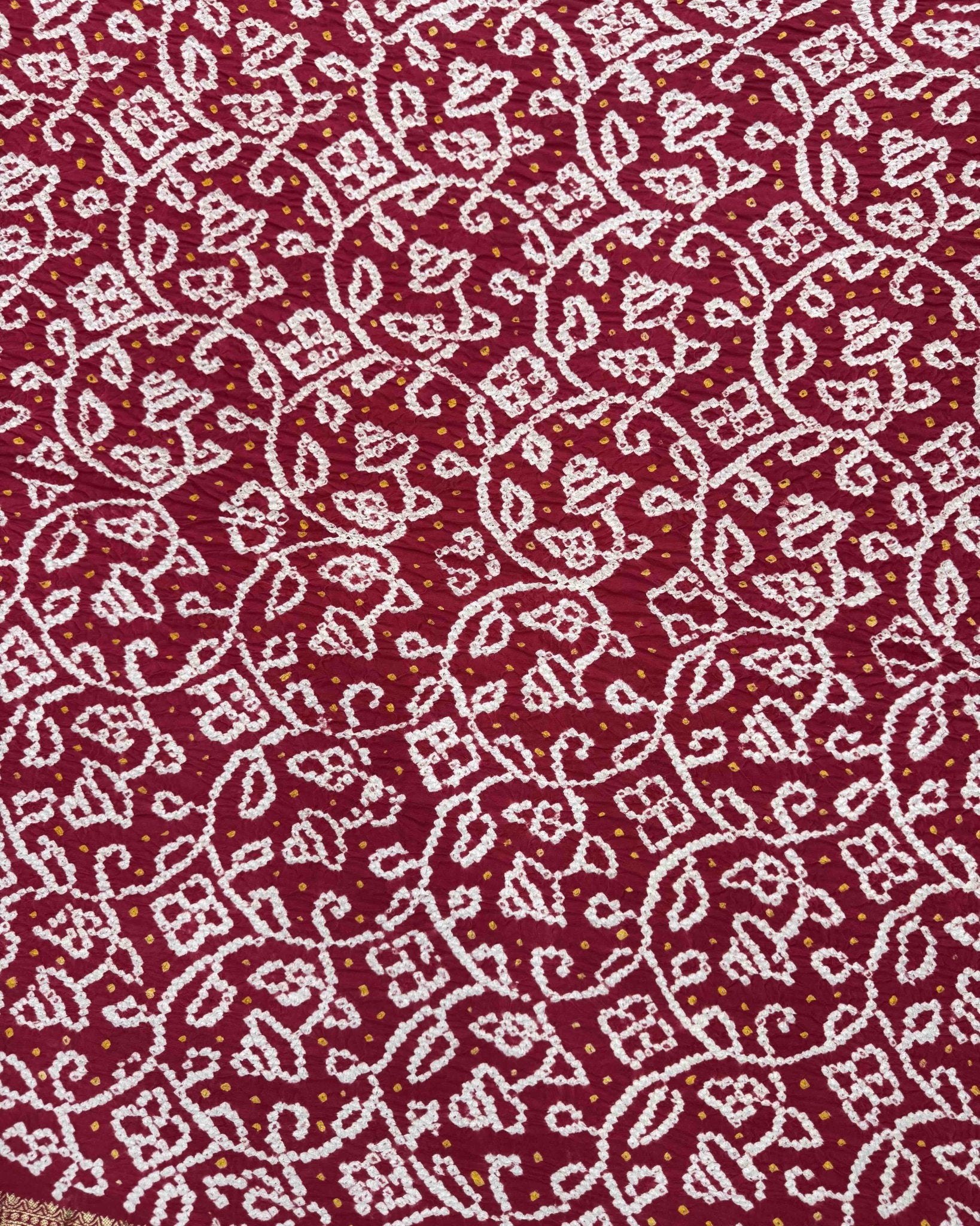 Red Banarasi Gajji Silk Bandhani Saree - SindhoiPatolaArt