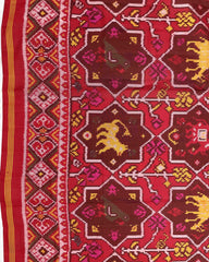 Red Big Figure Star Narikunj Designer Patola Saree - SindhoiPatolaArt