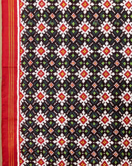 Red & Black Flower Booty Patola Dupatta - SindhoiPatolaArt