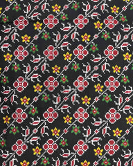 Red & Black Flower Patola Dupatta - SindhoiPatolaArt