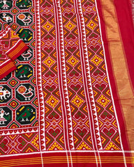 Red & Black Narikunj Double Ikat Patola Saree - SindhoiPatolaArt