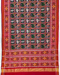 Red & Black Narikunj Double Ikat Patola Saree - SindhoiPatolaArt