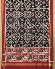 Red & Black Navratan Patola Dupatta - SindhoiPatolaArt