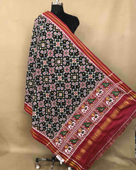 Red & Black Navratan Patola Dupatta - SindhoiPatolaArt