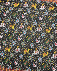 Red & Black Star Narikunj Twill Patola Saree - SindhoiPatolaArt
