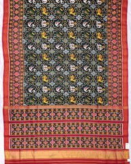 Red & Black Star Narikunj Twill Patola Saree - SindhoiPatolaArt
