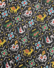 Red & Black Star Narikunj Twill Patola Saree - SindhoiPatolaArt