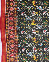 Red & Black Star Narikunj Twill Patola Saree - SindhoiPatolaArt