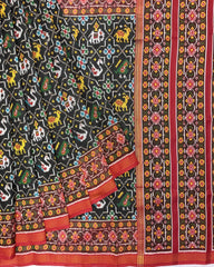 Red & Black Star Narikunj Twill Patola Saree - SindhoiPatolaArt