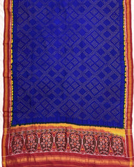 Red & Blue Bandhani Patola Dupatta - SindhoiPatolaArt