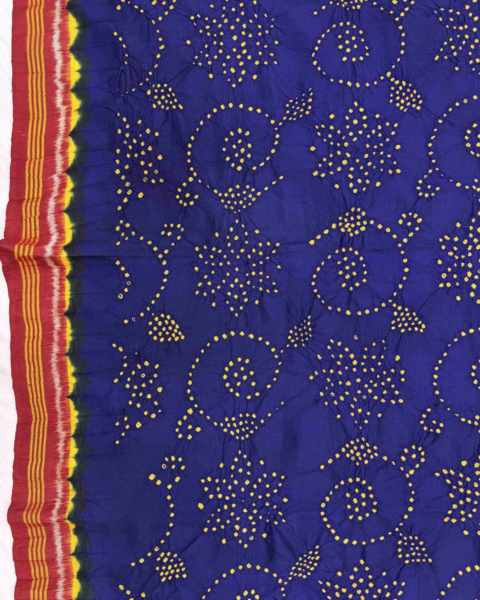 Red & Blue Bandhani Patola Dupatta - SindhoiPatolaArt